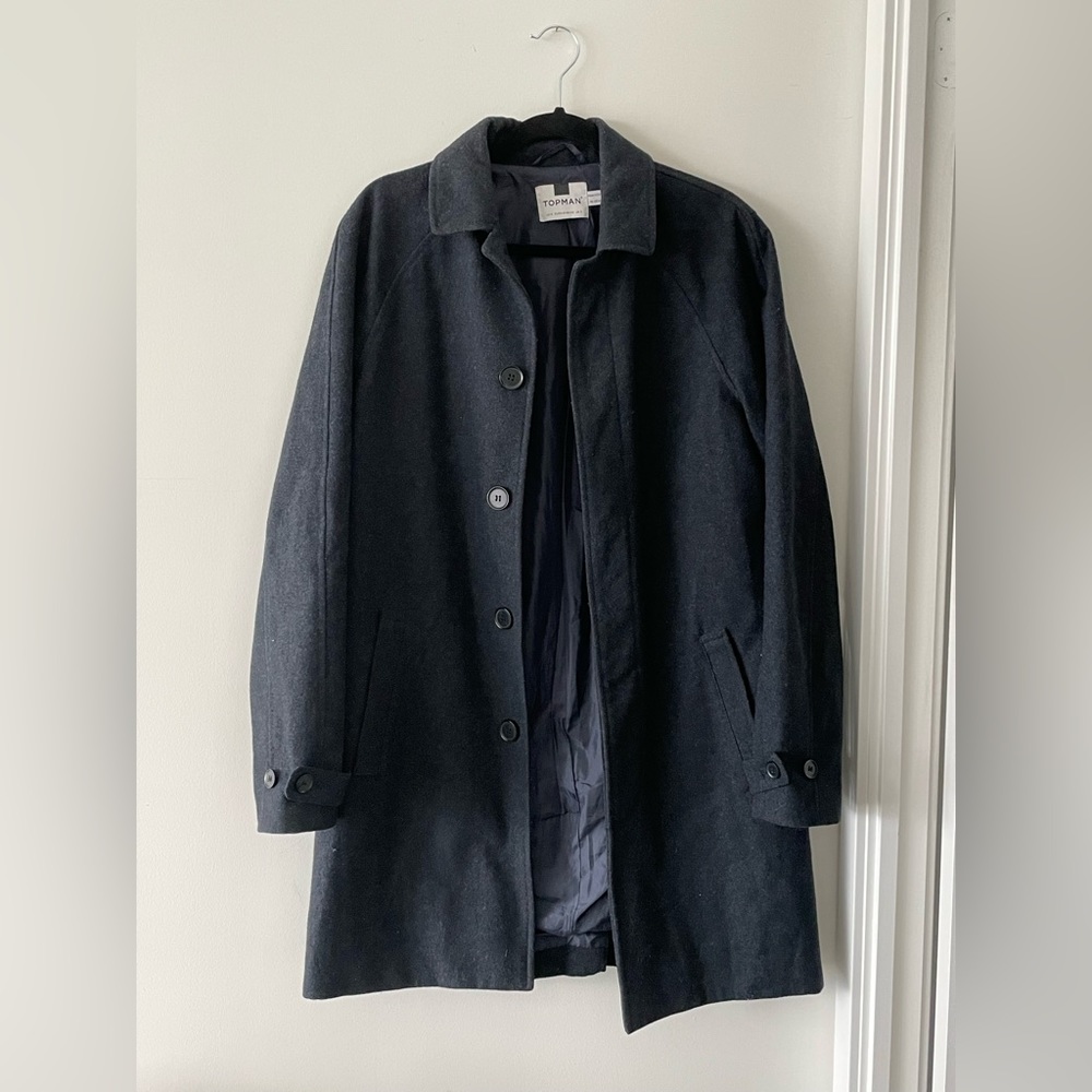 TOPMAN Navy Blue Trench Coat